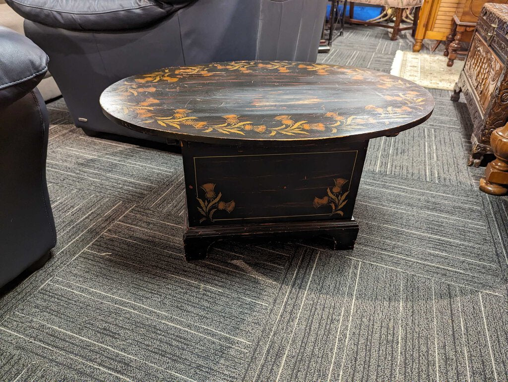 Oval Flip Top Coffee Table w/ Storage