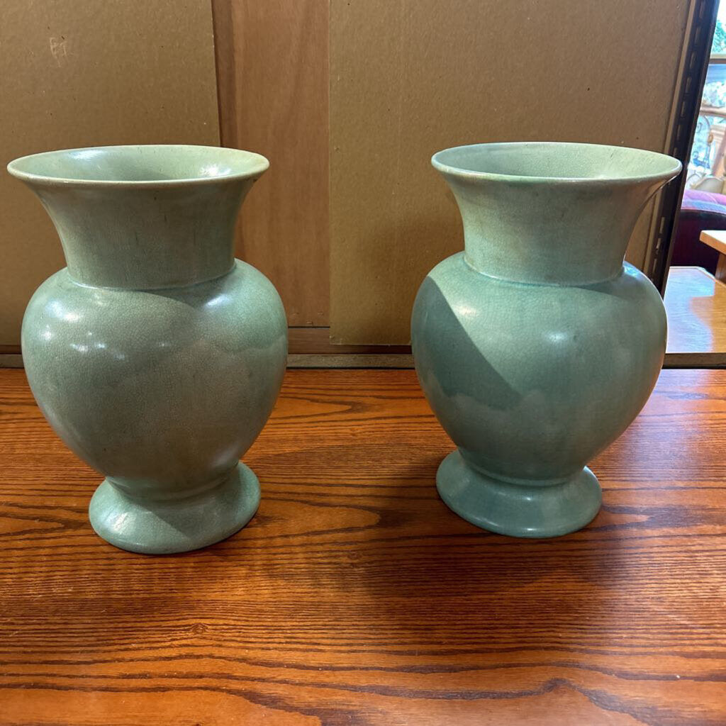Pair of Maitland Smith Celadon Crackle Vases