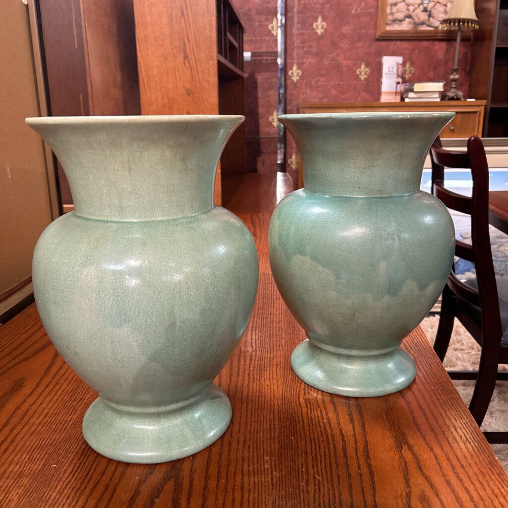 Pair of Maitland Smith Celadon Crackle Vases