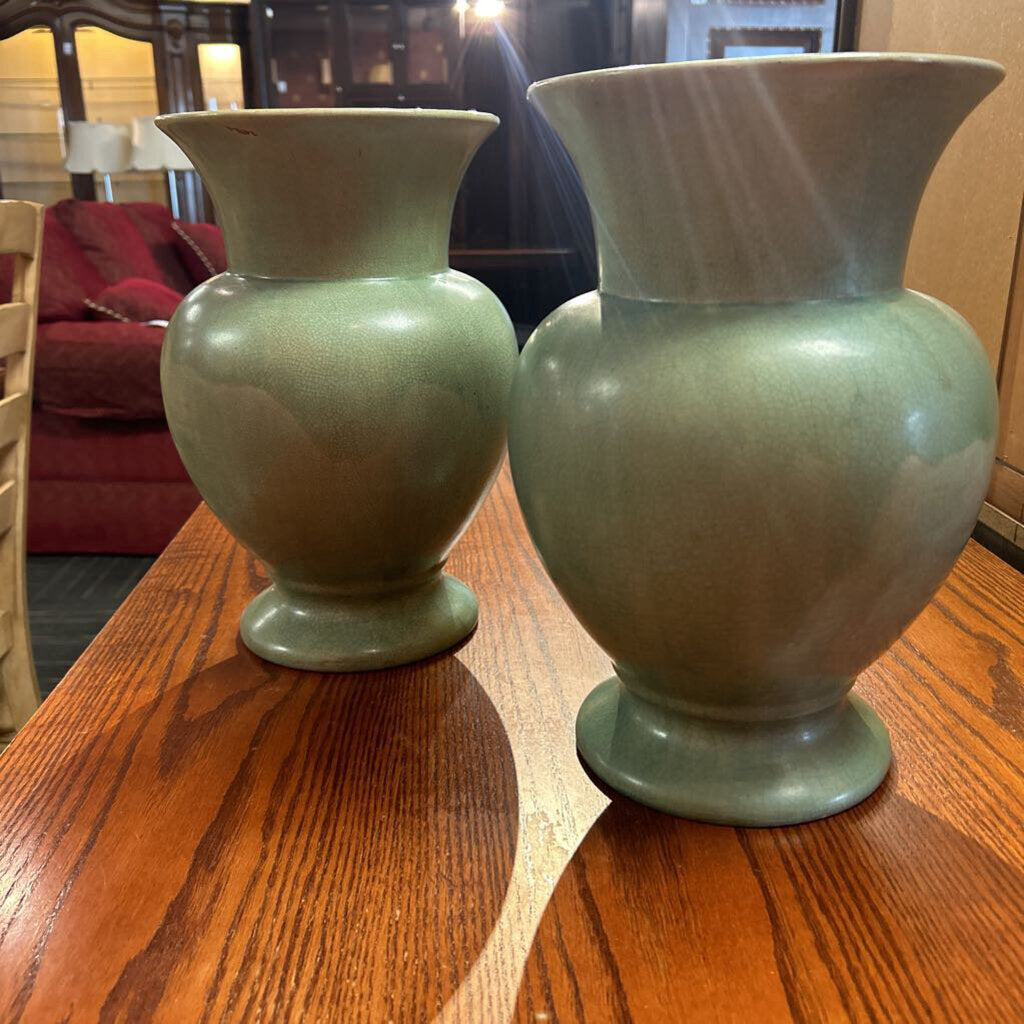 Pair of Maitland Smith Celadon Crackle Vases