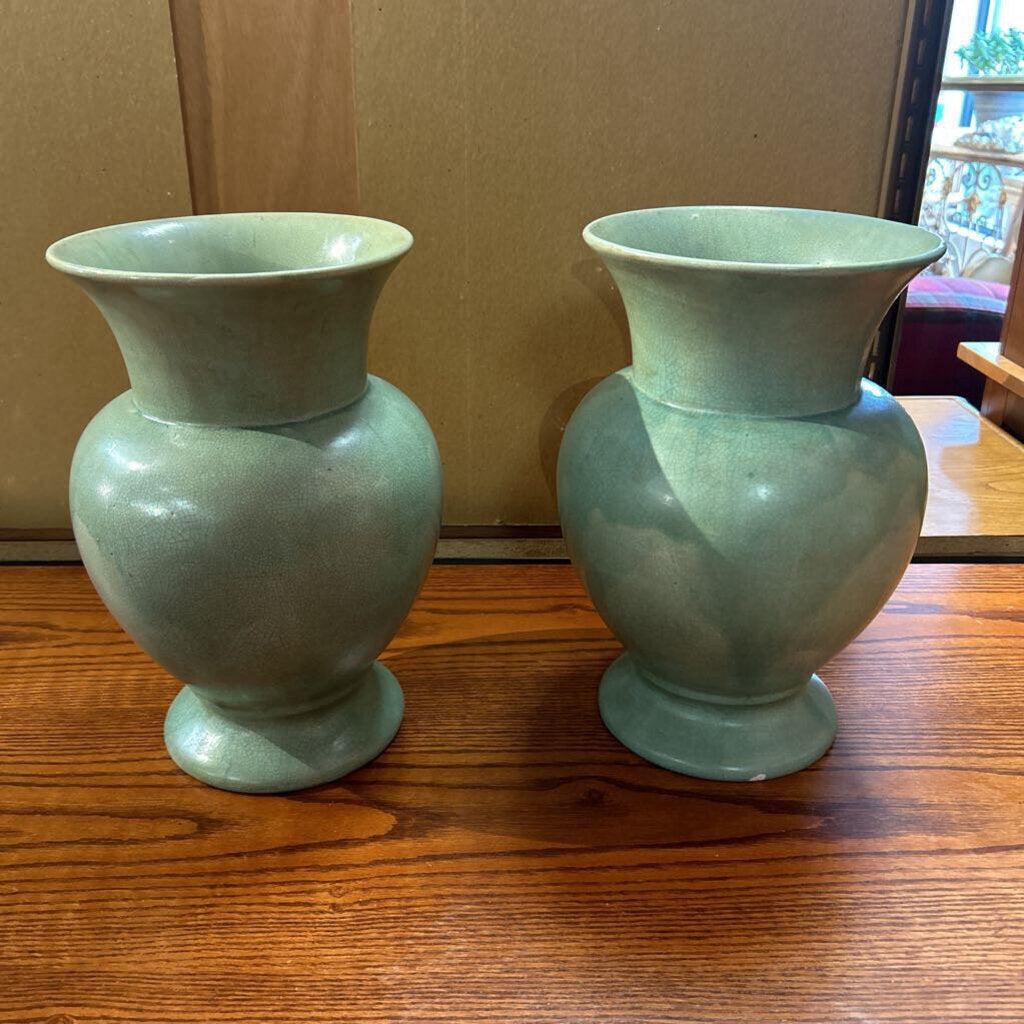Pair of Maitland Smith Celadon Crackle Vases