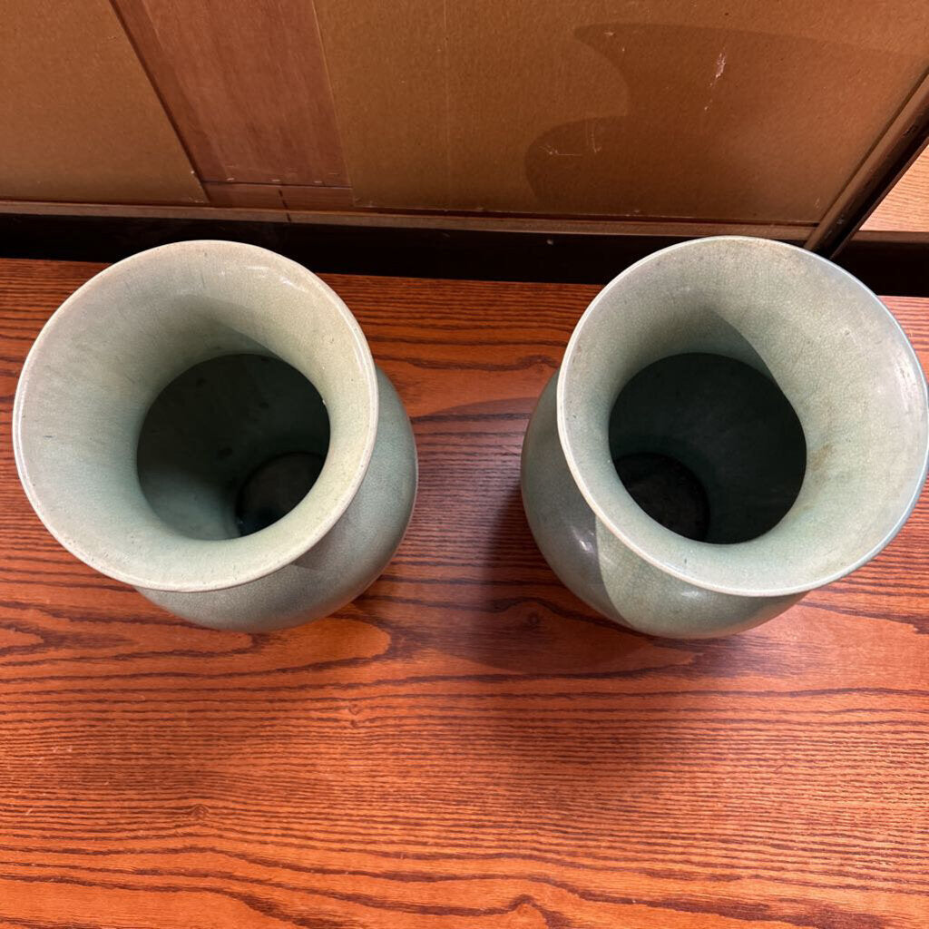 Pair of Maitland Smith Celadon Crackle Vases