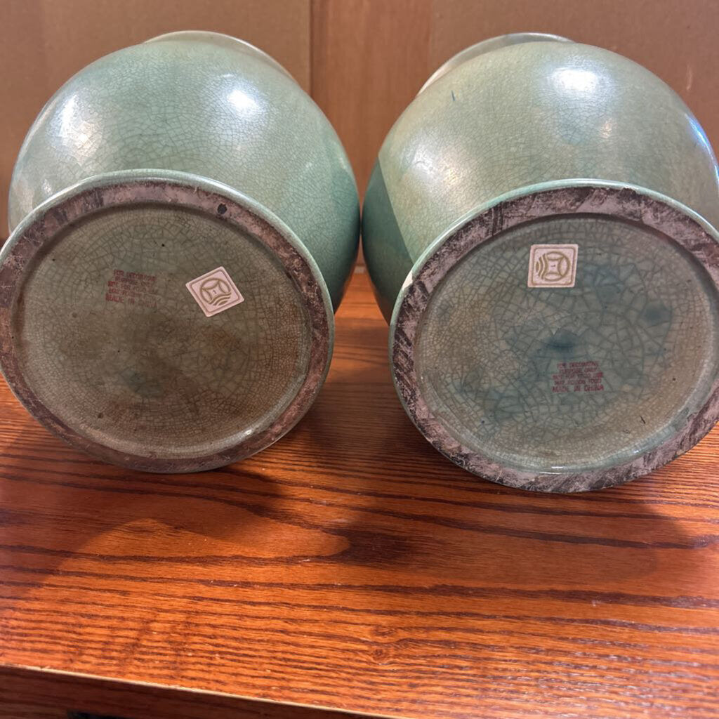 Pair of Maitland Smith Celadon Crackle Vases