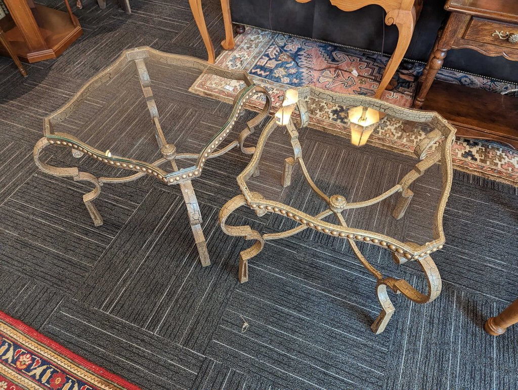 Pair Of Glass Top Side Tables
