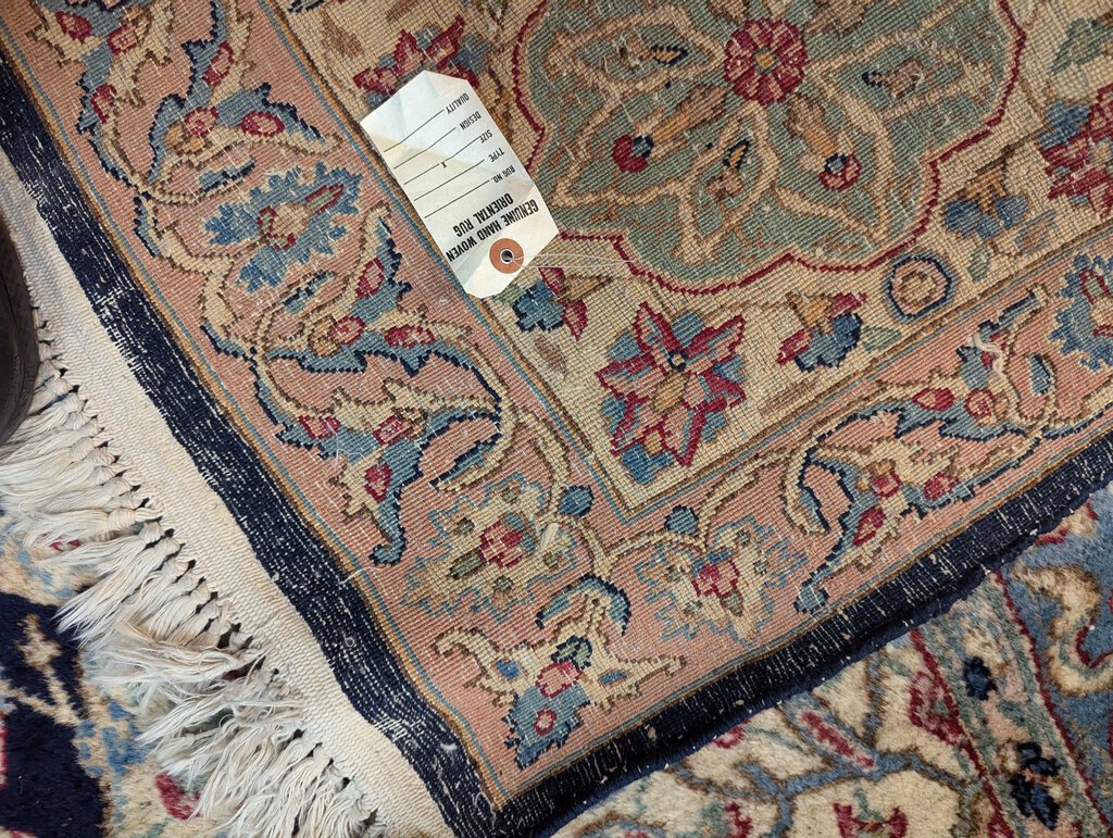Large Semi Antique Blue Hand Woven Wool Oriental Carpet