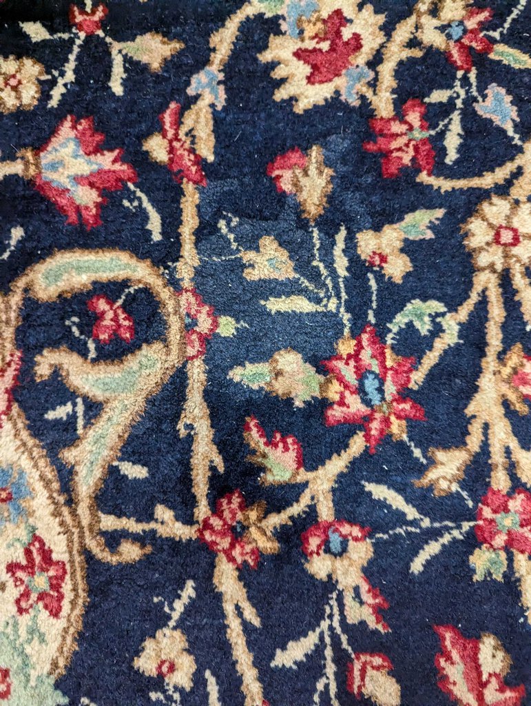 Large Semi Antique Blue Hand Woven Wool Oriental Carpet
