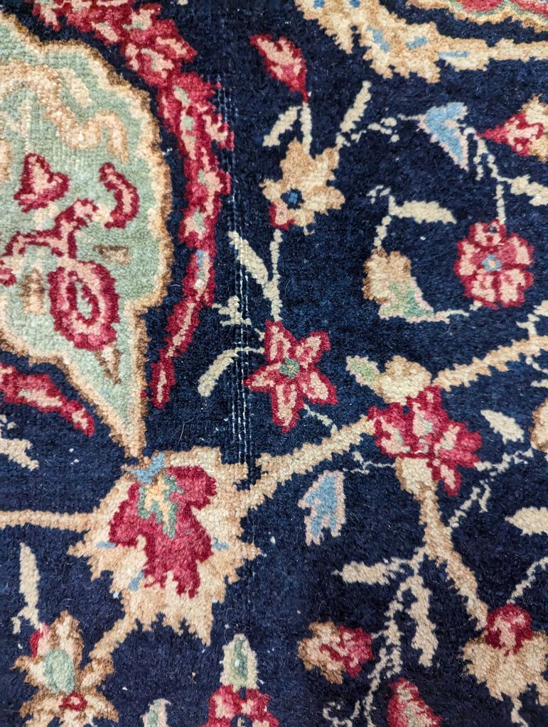 Large Semi Antique Blue Hand Woven Wool Oriental Carpet