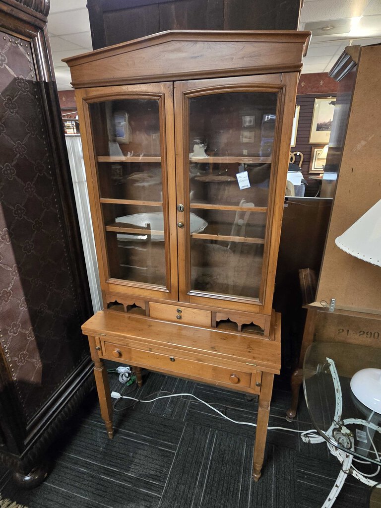 Country Pine Desk w/ Bookcase Top Circa 1850