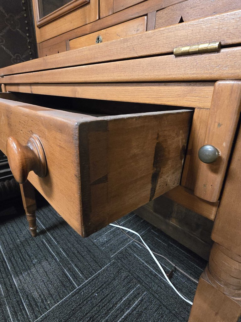 Country Pine Desk w/ Bookcase Top Circa 1850