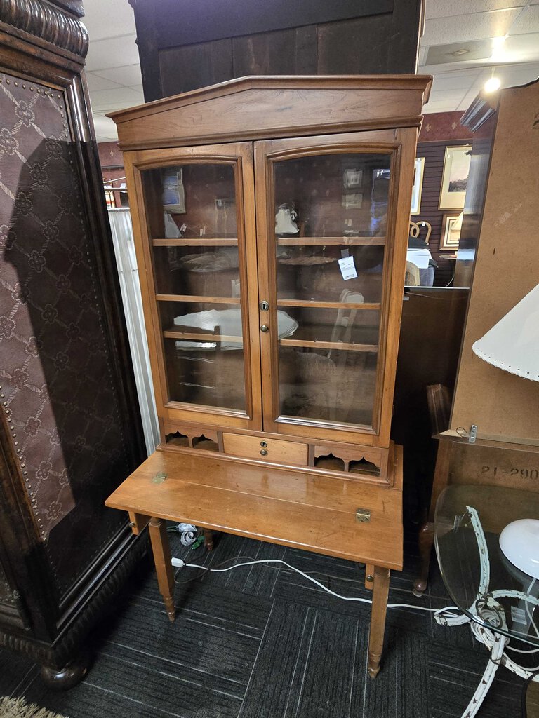 Country Pine Desk w/ Bookcase Top Circa 1850