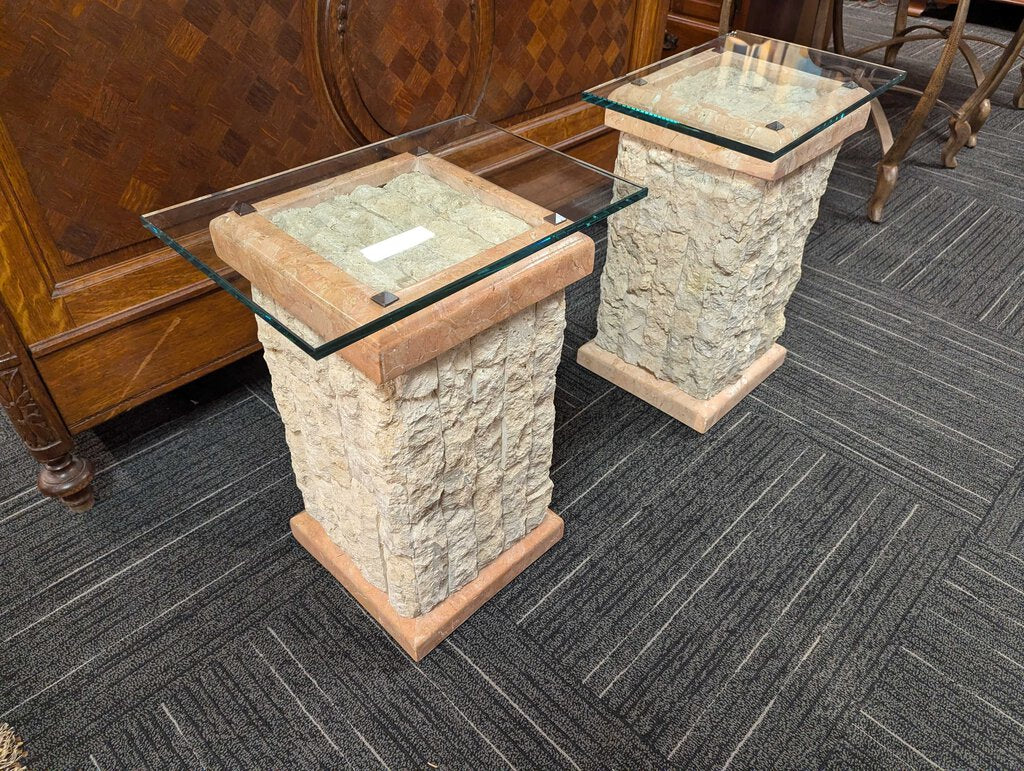 Pair of Stone & Marble Side Tables by Maitland Smith
