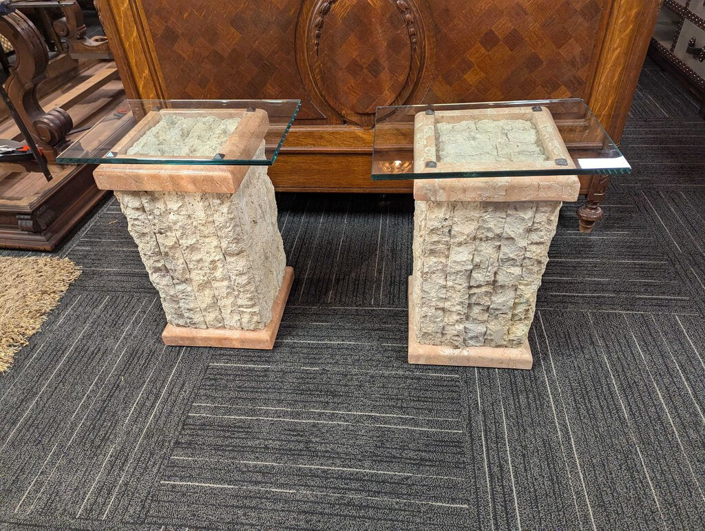 Pair of Stone & Marble Side Tables by Maitland Smith