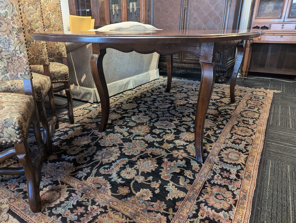 Country French Designer Narrow Oval Table w/ One Leaf