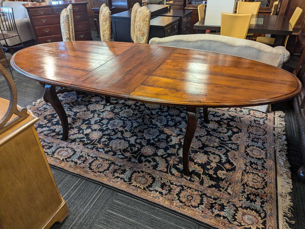 Country French Designer Narrow Oval Table w/ One Leaf