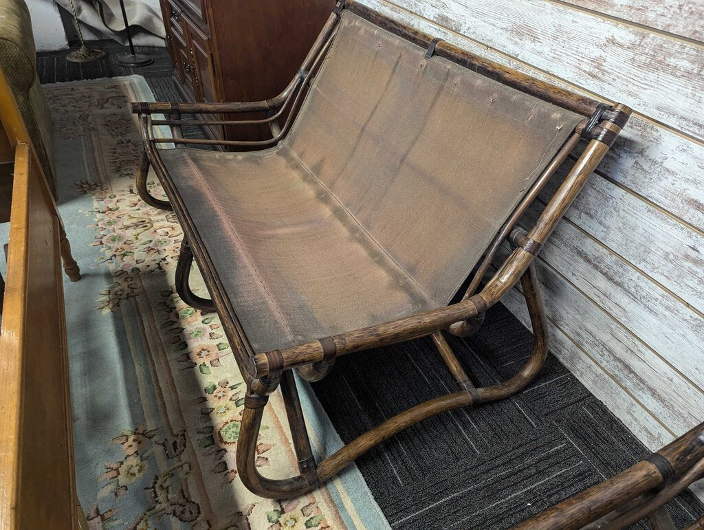 Mid Century Modern Rattan Settee