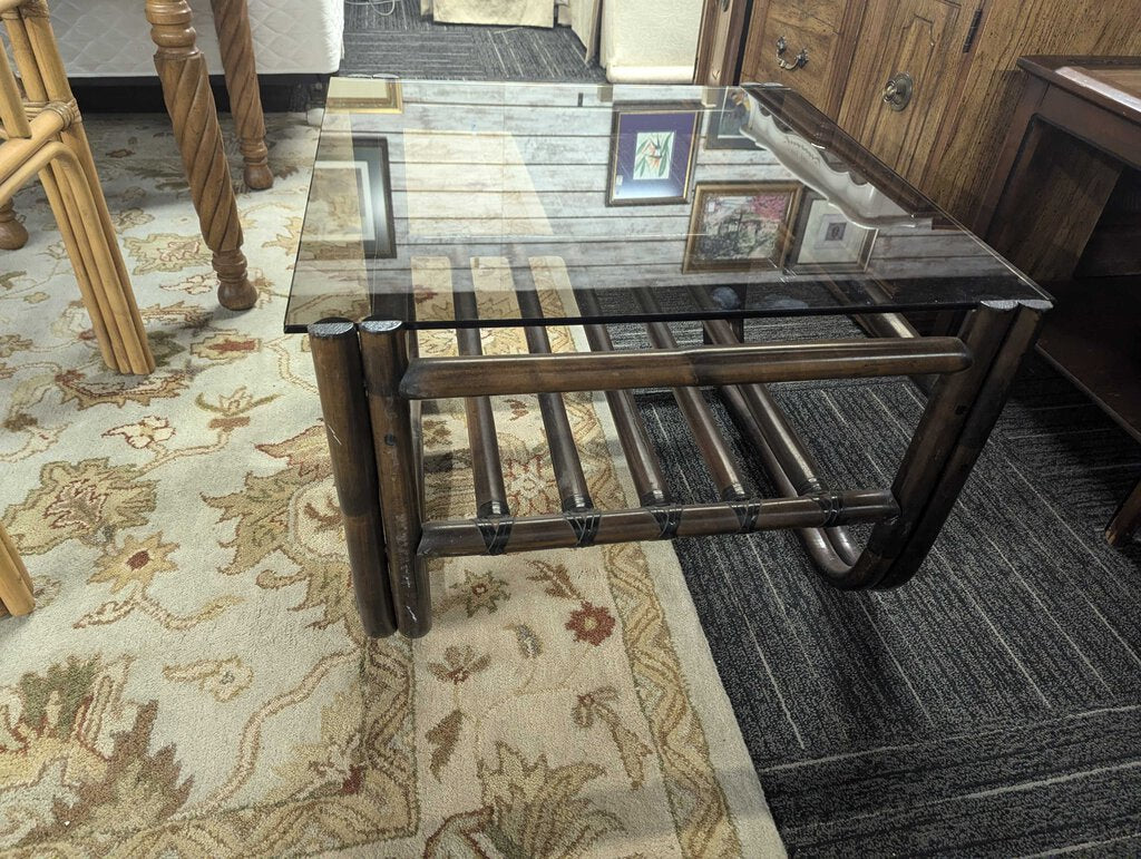 Mid Century Modern Rattan Side Table