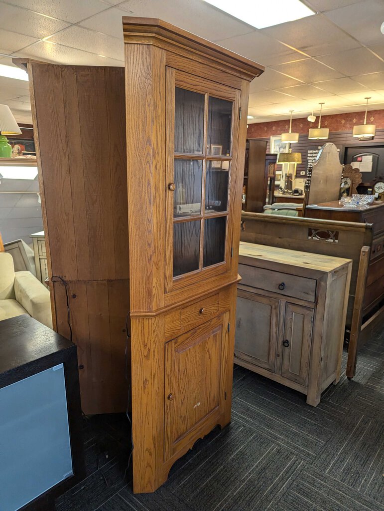 Custom Made Solid Oak Corner Cupboard
