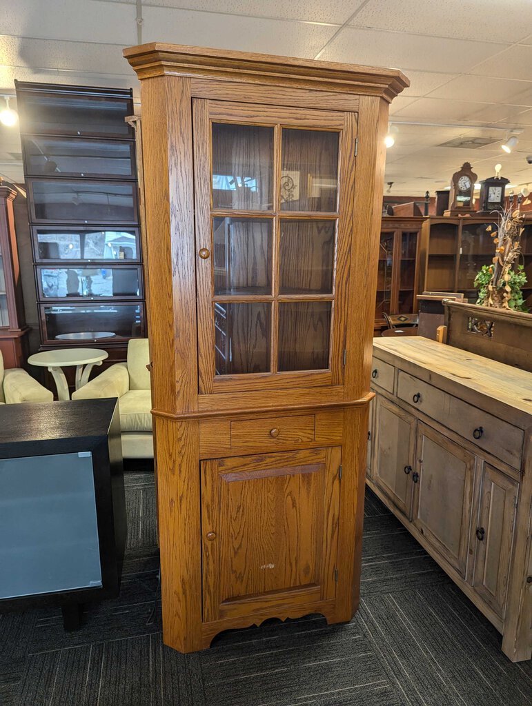 Custom Made Solid Oak Corner Cupboard