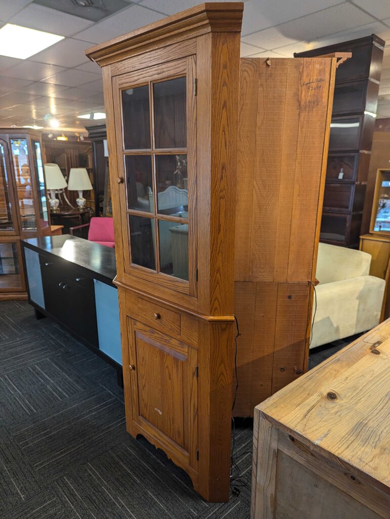 Custom Made Solid Oak Corner Cupboard