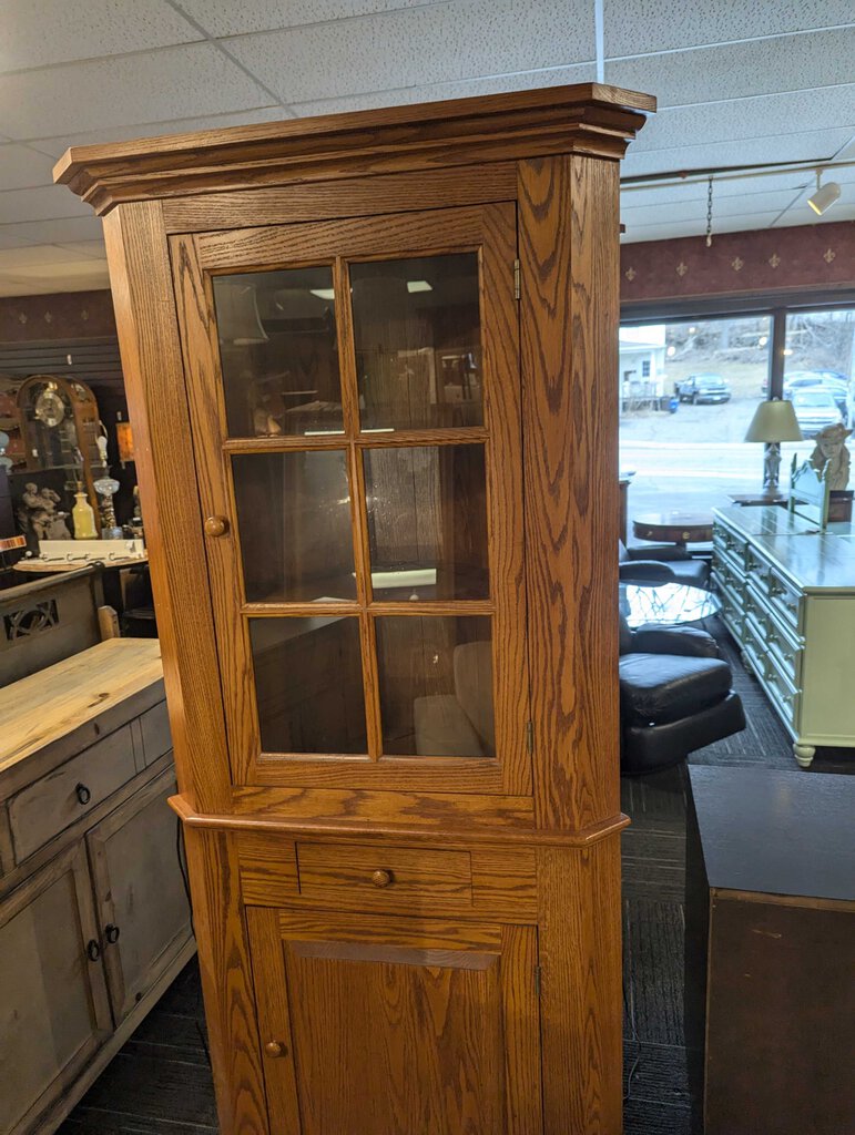 Custom Made Solid Oak Corner Cupboard