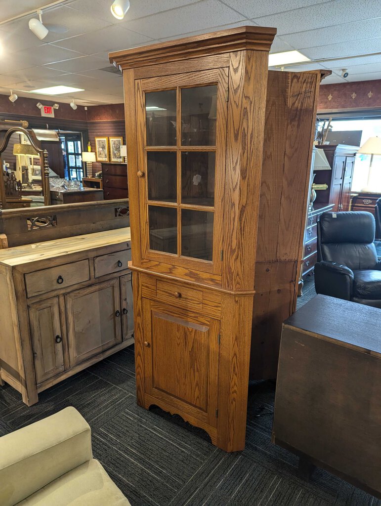 Custom Made Solid Oak Corner Cupboard