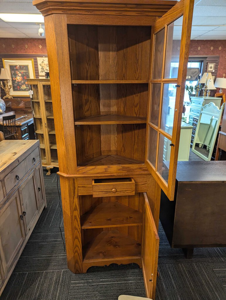 Custom Made Solid Oak Corner Cupboard