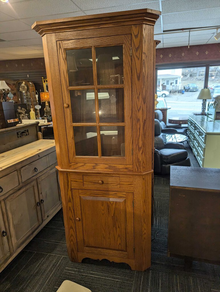 Custom Made Solid Oak Corner Cupboard