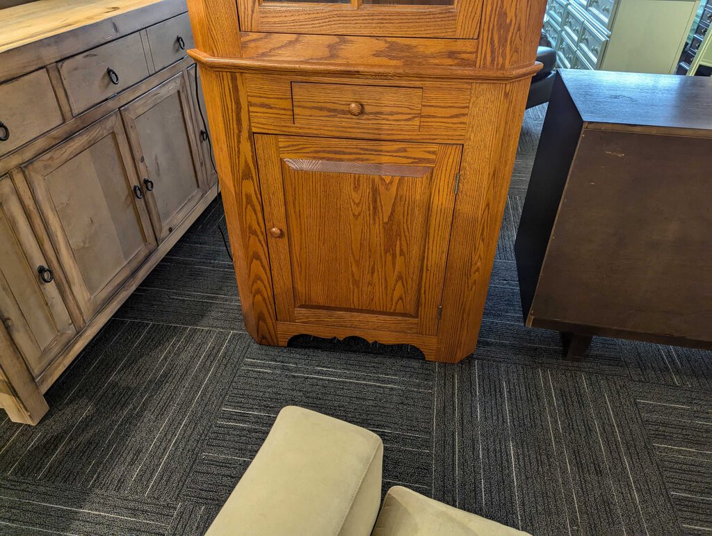Custom Made Solid Oak Corner Cupboard