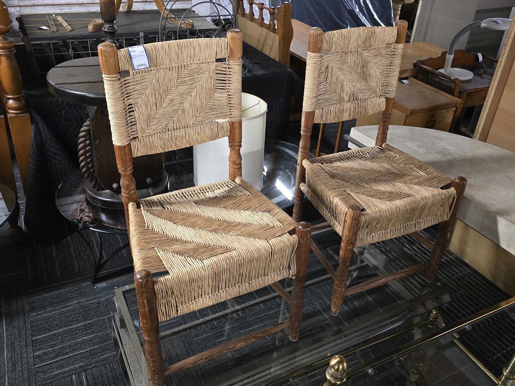 Pair of Woven Rattan Chairs