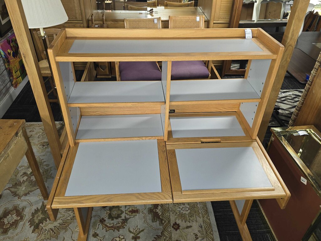 Vintage Writing Desk With Bookshelf Top