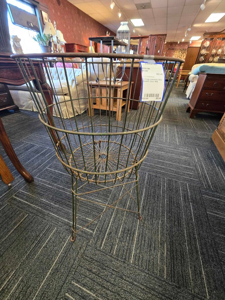Vintage Industrial Wire Basket Circa 1940