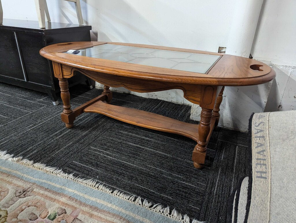 Oak Glass Top Coffee Table