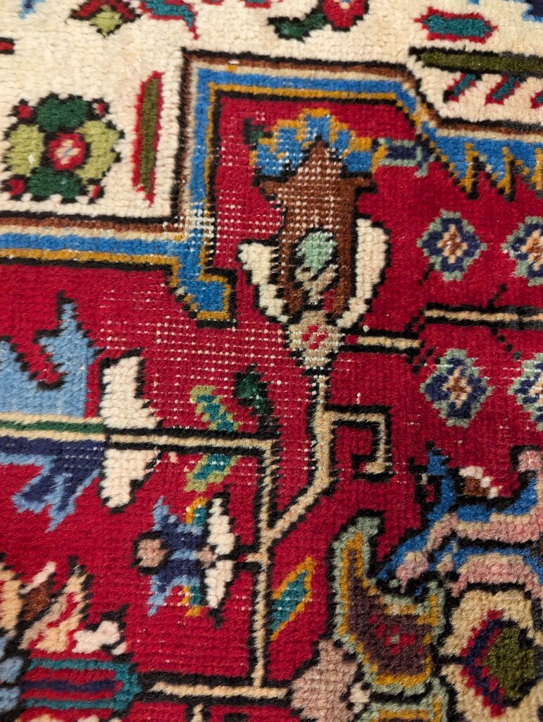 Hand Woven Wool Area Rug 9' x 12' Has Some Wear And Discoloration