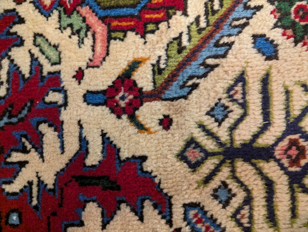 Hand Woven Wool Area Rug 9' x 12' Has Some Wear And Discoloration