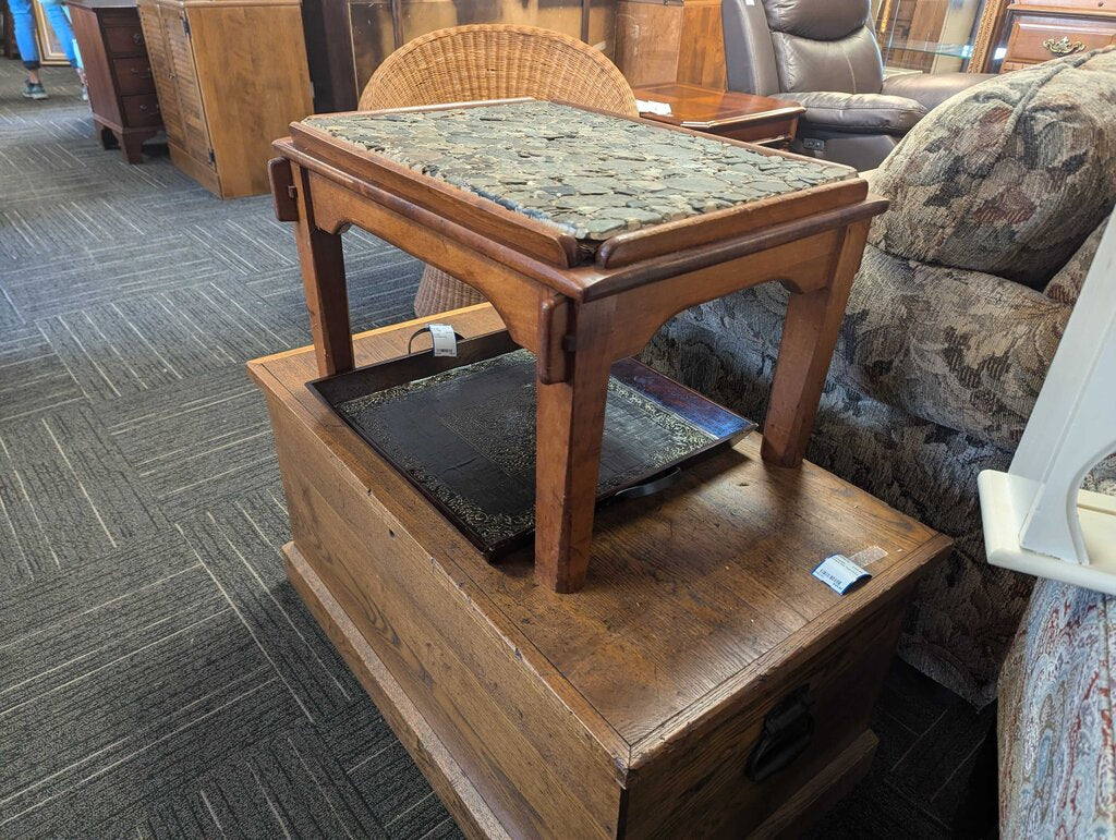 Vintage Stone Mosaic Top Side Table