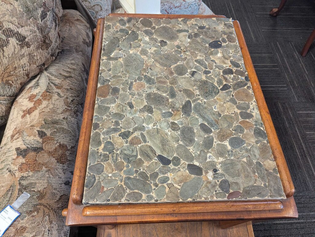 Vintage Stone Mosaic Top Side Table