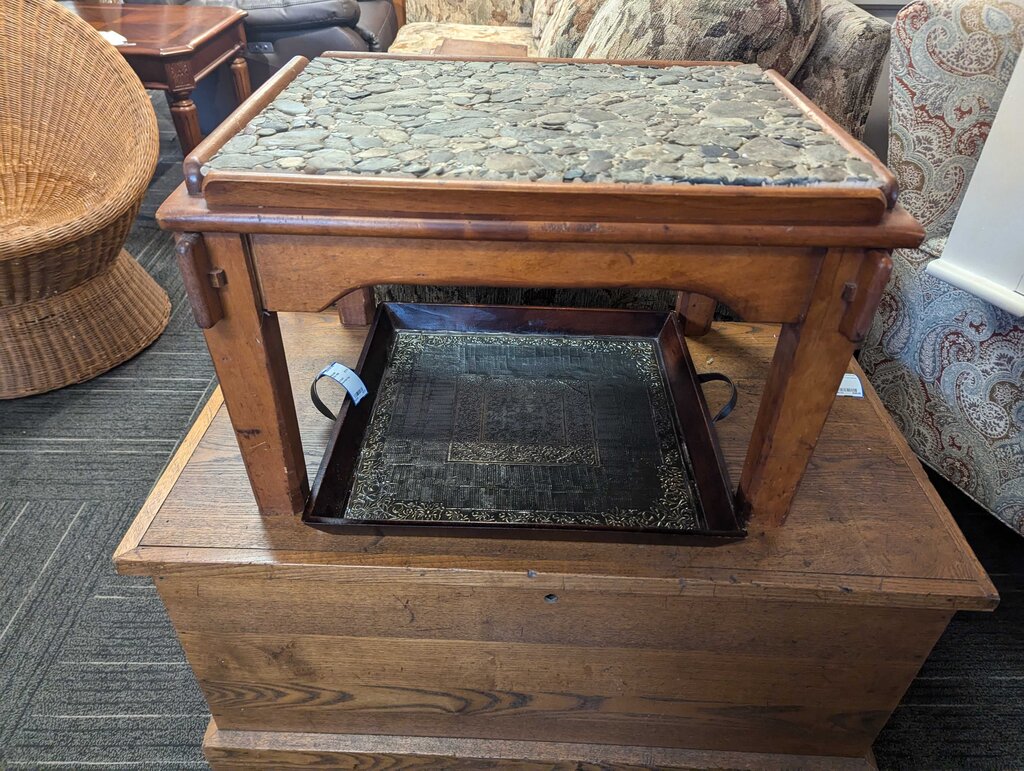 Vintage Stone Mosaic Top Side Table