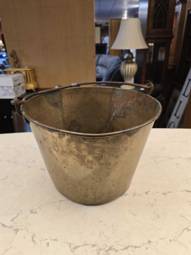 19th Century Brass Kindling Bucket