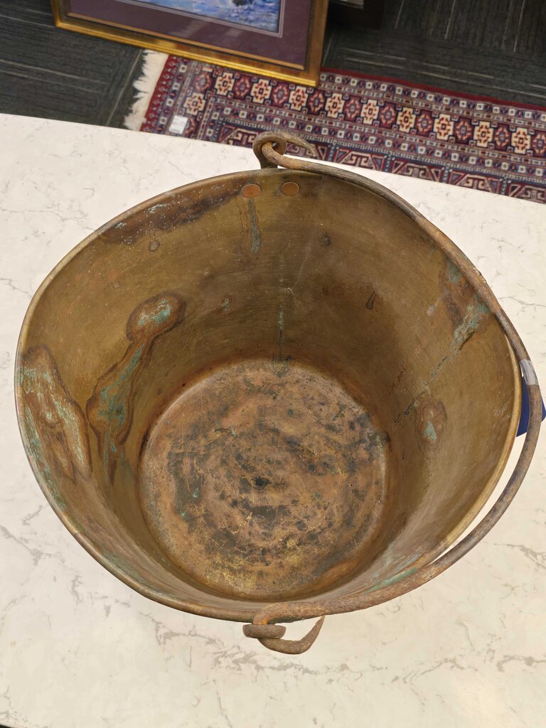 19th Century Brass Kindling Bucket