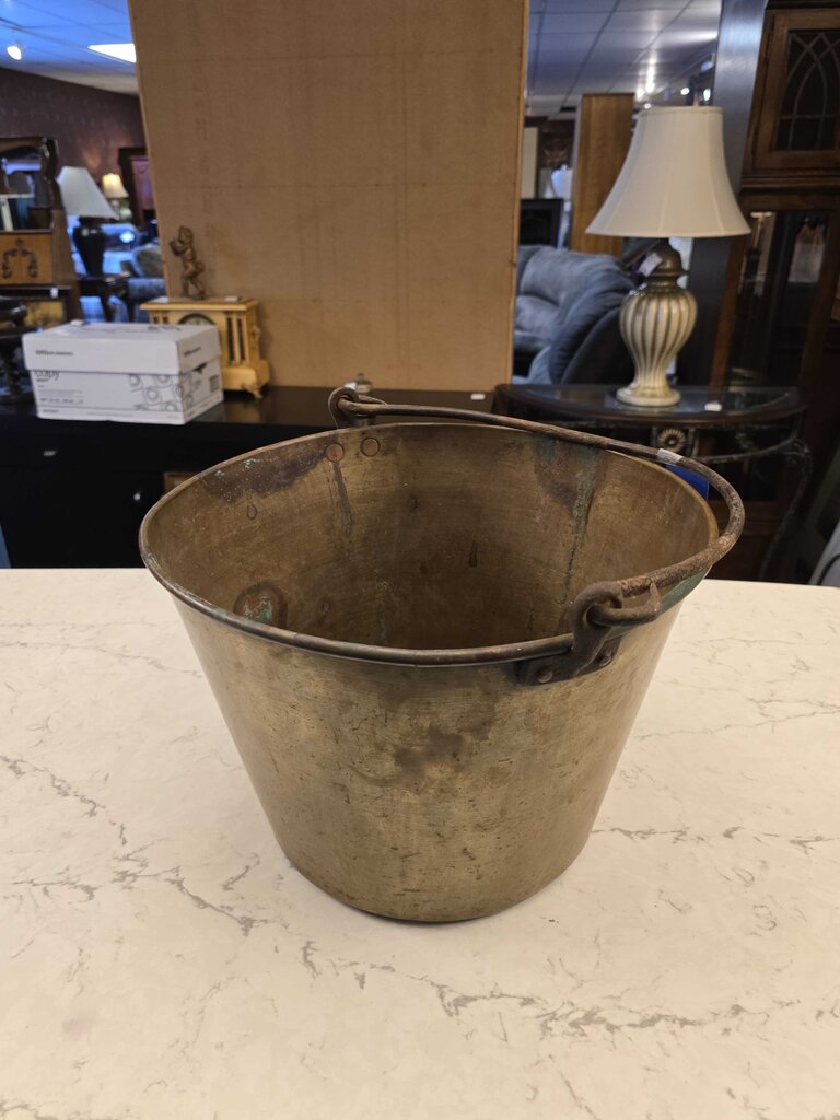 19th Century Brass Kindling Bucket