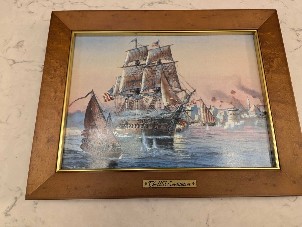 Franklin Mint Porcelain Ship Picture USS Constitution 13'' x 10.25''