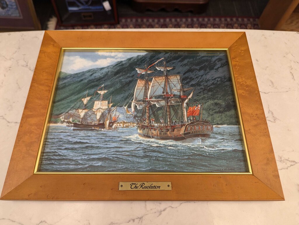 Franklin Mint Porcelain Ship Picture The Resolution 13'' x 10.5''