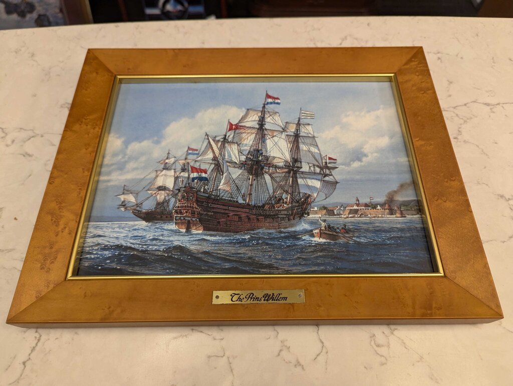 Franklin Mint Porcelain Ship Picture The Prins Willem 13'' x 10.5''
