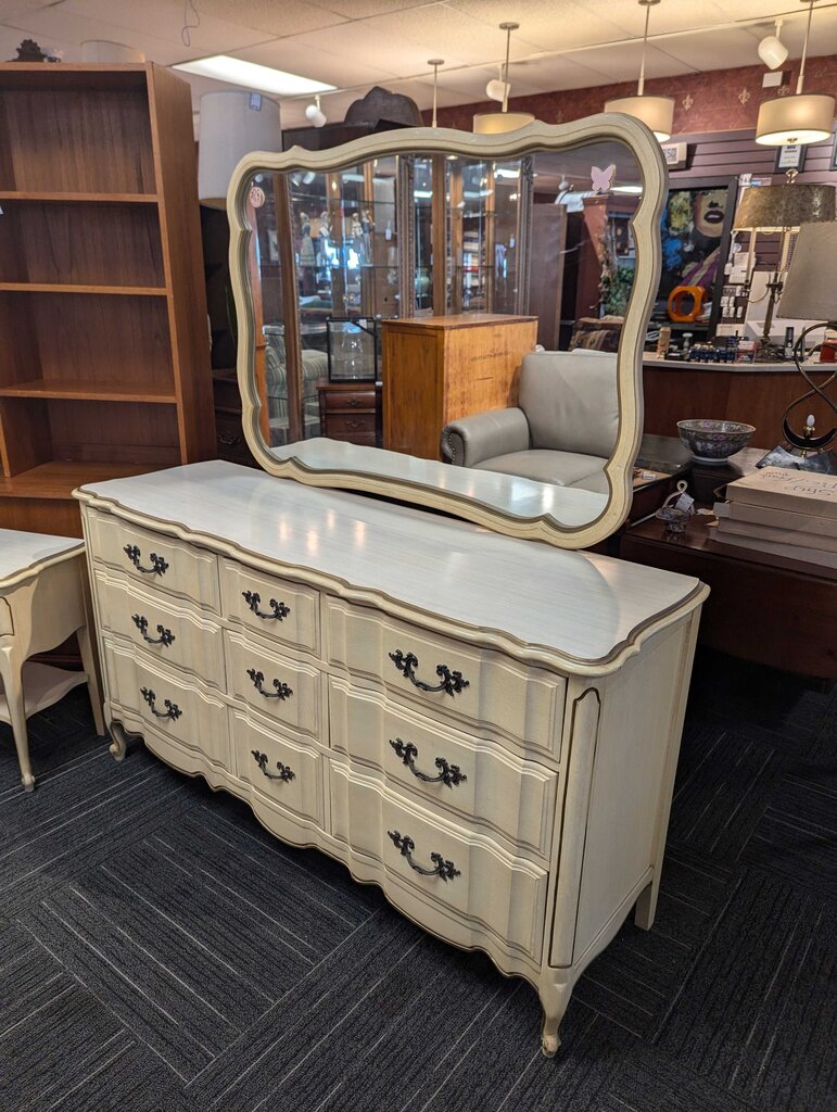 Vintage French Provincial Dresser With Mirror