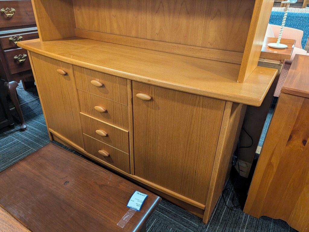 Modern Teak Veneer Display Cabinet