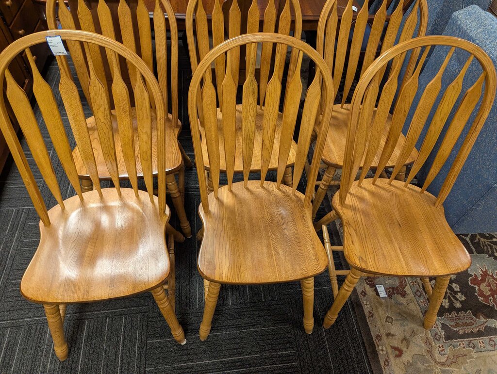 Six Oak Dining Room Chairs