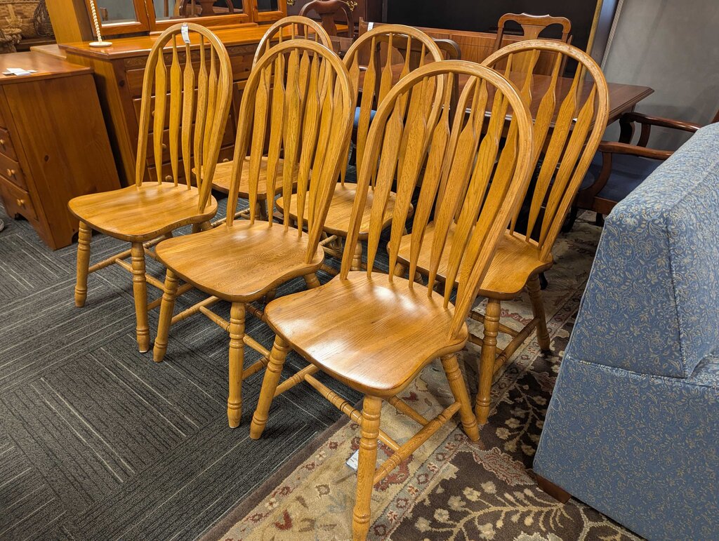 Six Oak Dining Room Chairs