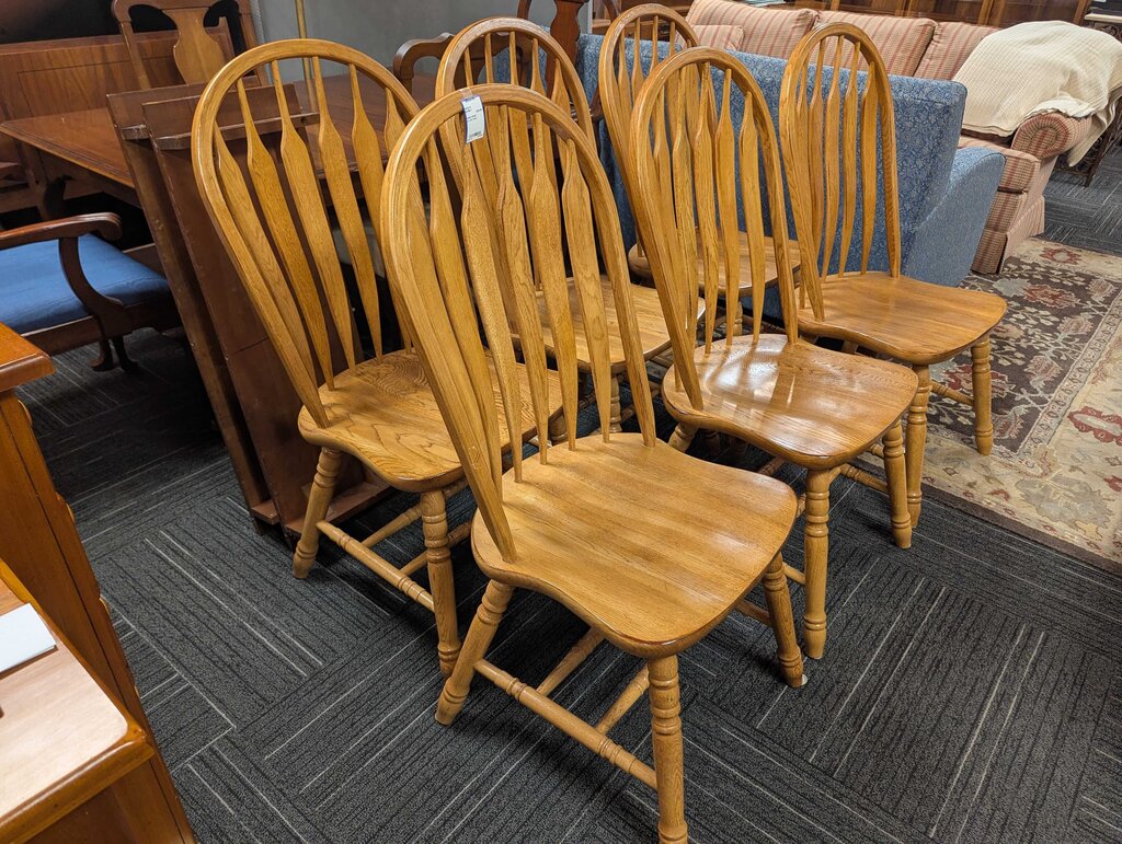 Six Oak Dining Room Chairs