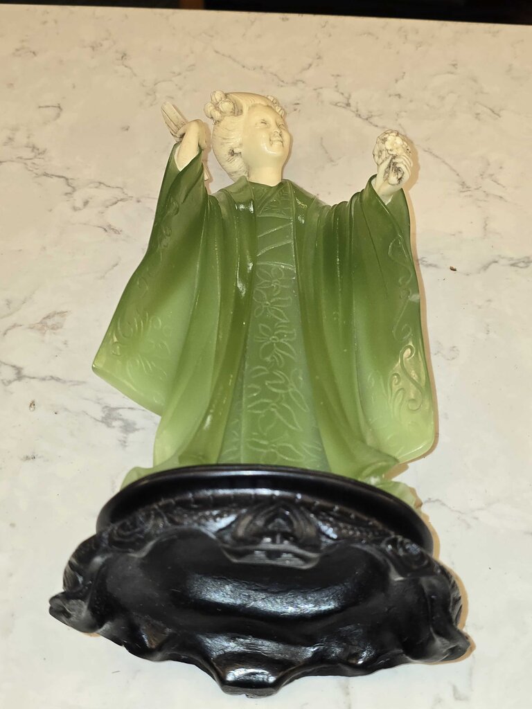 Vintage Geisha Asian Faux Jade Figurine