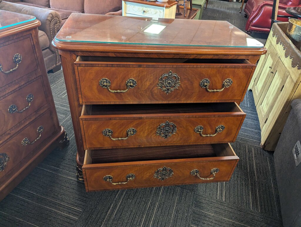 Burled Walnut Henredon Three Drawer Chest